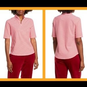 Tommy Bahama Islandzone Aubrey Zip Neck Shirt In Zanibar Red Stripe Size XL